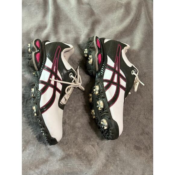 Asics White and Black Athletic Shoes with Pink Highlights - Picture 3 of 7